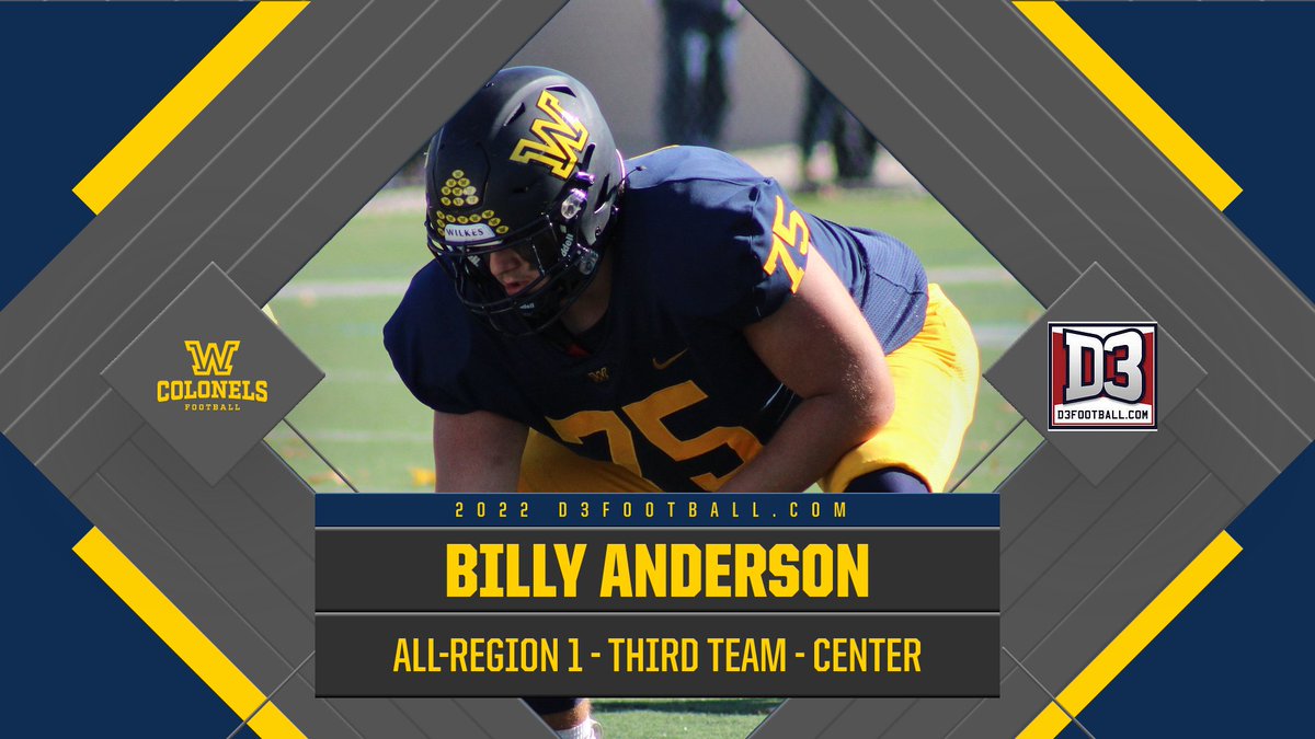 WilkesColonels's tweet photo. Congratulations to #WilkesFB senior center Billy Anderson on being named 2022 https://t.co/90Z9Bcix4C All-Region 1 Third Team! https://t.co/d7c5zHRZdQ