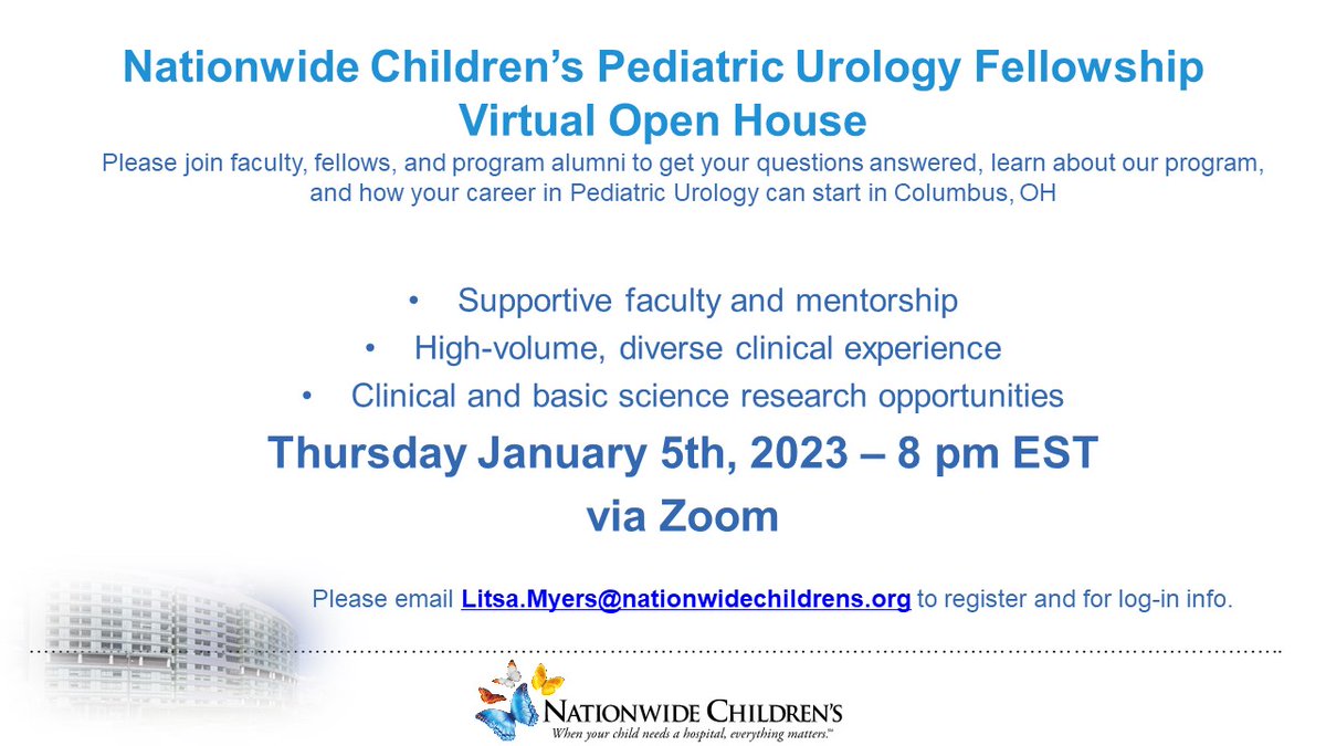 Seth Alpert (@salpert93) on Twitter photo Pediatric Urology Fellowship applicants! Join us next month for our program's virtual open house to learn all about <a href="/NCHUrology/">Pediatric Urology, Nationwide Children's Hospital</a>. <a href="/lilppmd/">Rama Jayanthi</a> <a href="/ChristinaChing9/">Christina Ching</a> <a href="/DanDaJusta/">Daniel G. DaJusta</a> <a href="/M_FuchsMD/">Molly Fuchs MD</a> @McLeodDaryl Linda Baker <a href="/SPU_Urology/">SPU_Urology</a> <a href="/AmerUrological/">Amer. Urol. Assn.</a> <a href="/OSU_Urology/">Ohio State Wexner Medical Center Urology Dept.</a> @NCHforFellows <a href="/NCHKidneyCenter/">NCH Kidney Center</a> Pediatric Urology Fellowship applicants! Join us next month for our program's virtual open house to learn all about <a href="/NCHUrology/">Pediatric Urology, Nationwide Children's Hospital</a>. <a href="/lilppmd/">Rama Jayanthi</a> <a href="/ChristinaChing9/">Christina Ching</a> <a href="/DanDaJusta/">Daniel G. DaJusta</a> <a href="/M_FuchsMD/">Molly Fuchs MD</a> @McLeodDaryl Linda Baker <a href="/SPU_Urology/">SPU_Urology</a> <a href="/AmerUrological/">Amer. Urol. Assn.</a> <a href="/OSU_Urology/">Ohio State Wexner Medical Center Urology Dept.</a> @NCHforFellows <a href="/NCHKidneyCenter/">NCH Kidney Center</a>