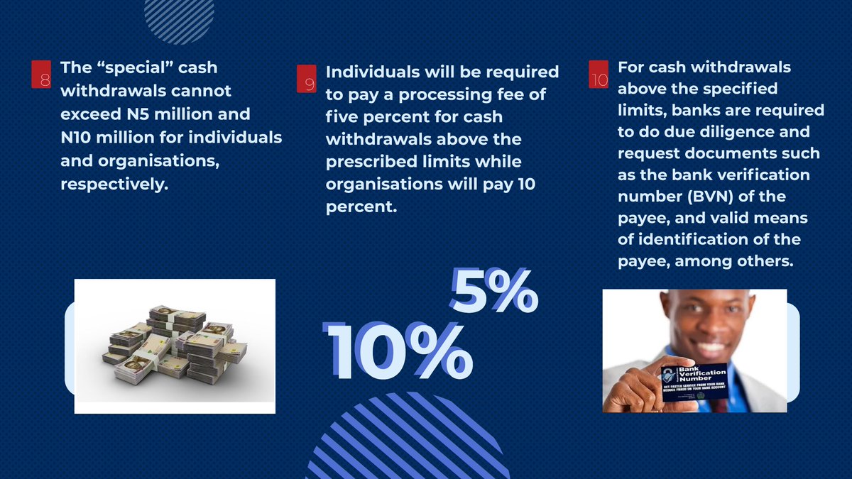 channelstv's tweet photo. The CBN imposed limits on weekly cash withdrawals from ATMs by individuals and corporate entities in a bid to boost digital payments.
Here are key things to note: https://t.co/vHOnUEY4uu