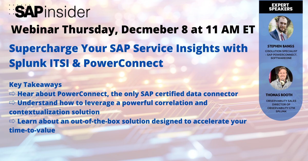 Save your seat for the upcoming webinar to gain insights into how you can analyze your business-critical SAP data, reduce outages, release siloed data, and correlate relevant data sources. hubs.li/Q01vgl6R0