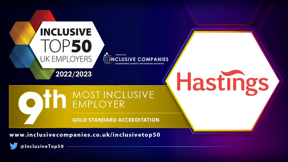 HDcareers's tweet photo. We’re very proud to have been ranked 9th in the @InclusiveTop50 list 2022/23, recognising Hastings’ continued work on diversity. Read more: https://t.co/sd7eJYK0vB
#LifeatHD #HastingsDirect #InclusiveTop50 https://t.co/NxFq6OmPFi