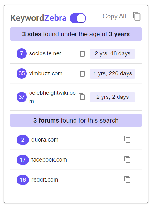 KeywordZebra's tweet image. Analyze keyword difficulty and SEO competition easily using Keyword Zerba. 

Our Chrome Extension now also shows the list of forums and social media sites ranking for any keyword.