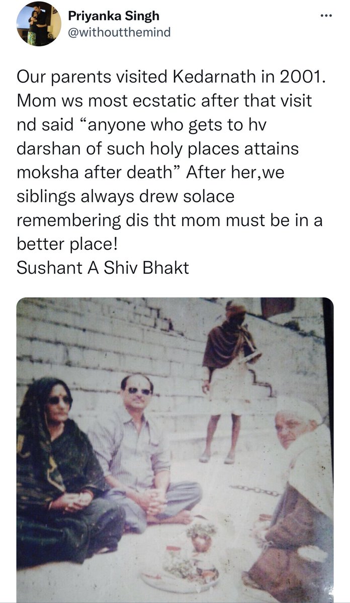 itsPPP4747's tweet photo. .@itsSSR picked up #Kedarnath to relive his mother’s experience and as a tribute to her.
Another reason was his divine love for Lord Shiva.🔱🙏🏻

4Yrs Of Sushant InKedarnath

#4YearsOfKedarnath 
#4YearsOfSSRAsMansoor #SushantSinghRajput https://t.co/RUZefLZdkt