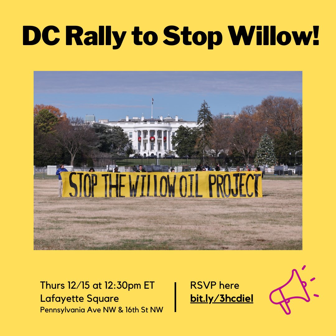 Please join us! Call on <a href="/POTUS/">President Donald J. Trump</a> to reject the proposed Willow project in Alaska’s western Arctic. RSVP at bit.ly/3hcdiel #StopWillow