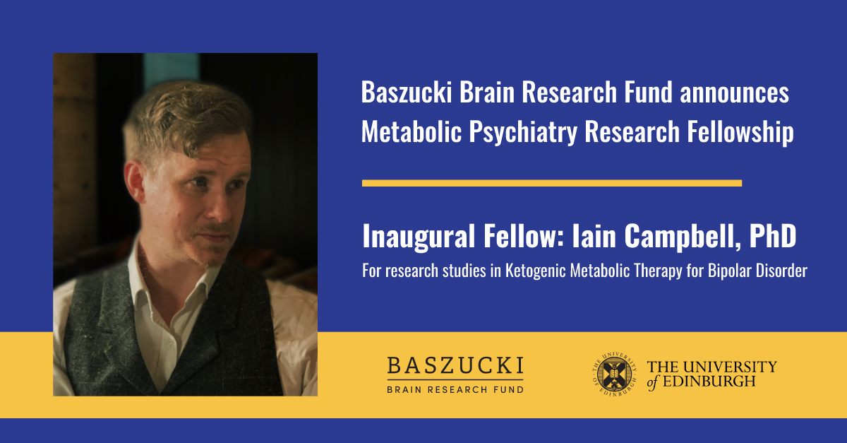 Jan Ellison Baszucki (@janellison) on Twitter photo 1/4 We are thrilled to honor <a href="/IainCampbellPhD/">Iain Campbell, Ph.D.</a> w/ a four-year research fellowship in Metabolic Psychiatry at The University of Edinburgh <a href="/EdinburghUni/">The University of Edinburgh</a>. He is Co-principal investigator of the first European trial of ketogenic therapies for bipolar disorder. tinyurl.com/55zrpj67 1/4 We are thrilled to honor <a href="/IainCampbellPhD/">Iain Campbell, Ph.D.</a> w/ a four-year research fellowship in Metabolic Psychiatry at The University of Edinburgh <a href="/EdinburghUni/">The University of Edinburgh</a>. He is Co-principal investigator of the first European trial of ketogenic therapies for bipolar disorder. tinyurl.com/55zrpj67