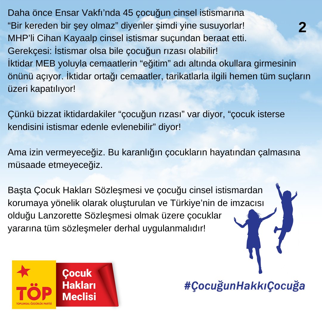 Failler ve sorumluluk zincirindeki herkes yargılansın, çocukları koruyacak olan sözleşmeler derhal uygulansın!
#çocukhakları #cocukistismarı #HiranurVakfı #Lanzarote