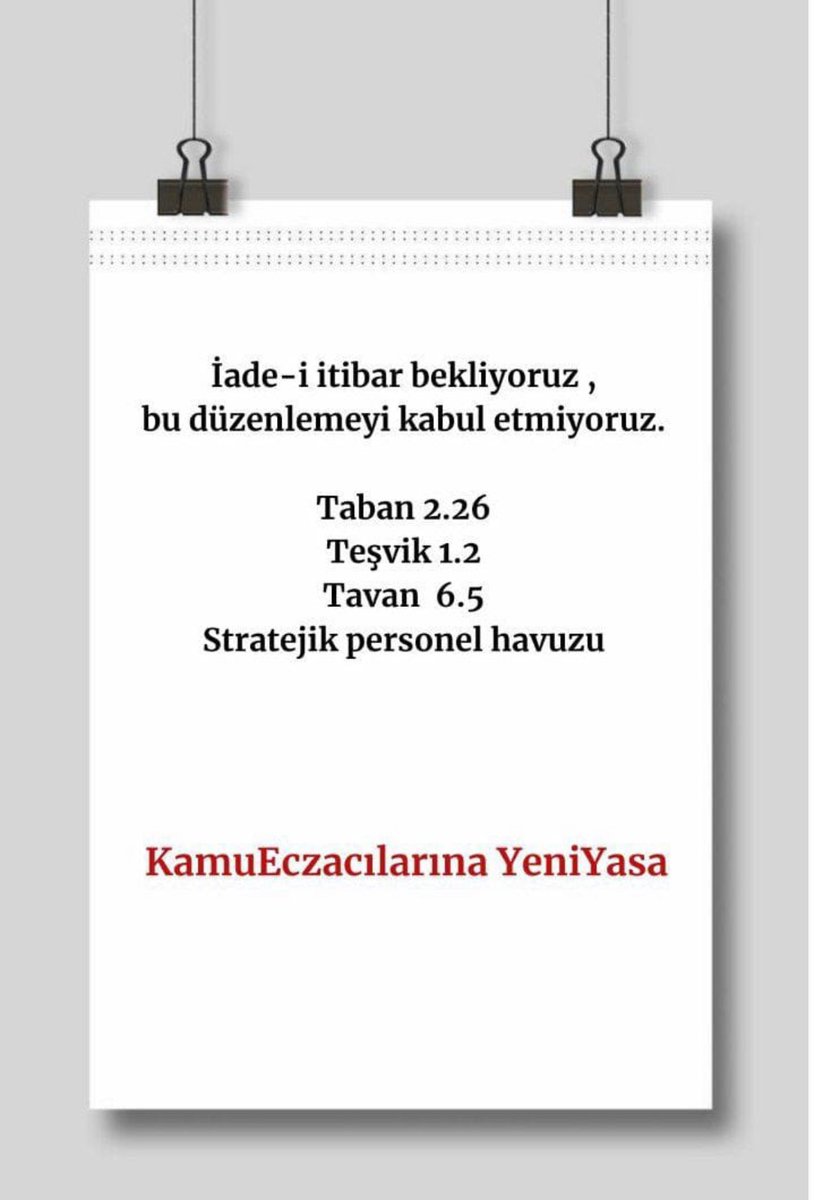 Kamu da eczacıya hakettiği değer verilmelidir. 
KamuEczacılarına YeniYasa
<a href="/RTErdogan/">Recep Tayyip Erdoğan</a> 
<a href="/kilicdarogluk/">Kemal Kılıçdaroğlu</a> 
<a href="/dbdevletbahceli/">Devlet Bahçeli</a> 
<a href="/drfahrettinkoca/">Dr. Fahrettin Koca</a>