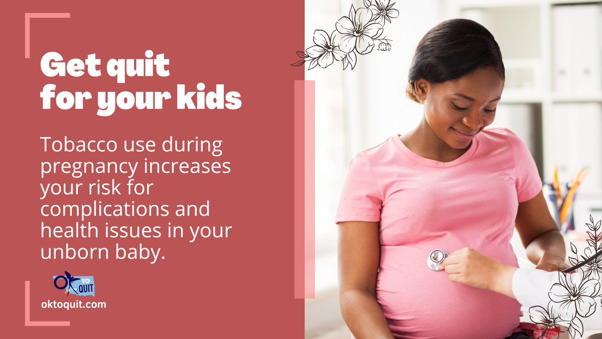 No tobacco products are safe during pregnancy.
#Nicotine can cross the placenta and hurt your
unborn baby. Get quit for your baby and you! Talk to
your doctor for help quitting. #oktoquit #newmom
#babyonboard #tobacco #pregnant #oklahoma #Oklahomacity #tulsa #kids