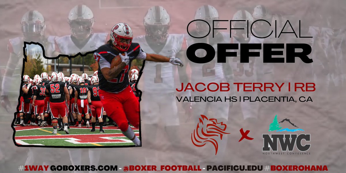Jacob Terry (@jtterry04) on Twitter photo AFTER AN AMAZING TALK WITH <a href="/Coach_BMeyer/">Braeden Lafaele Meyer</a> I AM HONORED TO EARN MY 21 OFFER BY <a href="/goboxers/">Pacific Boxers</a> ‼️
<a href="/CoachGrayVHS/">Jason Gray</a> <a href="/VHS_Football/">Valencia Tiger Football</a> AFTER AN AMAZING TALK WITH <a href="/Coach_BMeyer/">Braeden Lafaele Meyer</a> I AM HONORED TO EARN MY 21 OFFER BY <a href="/goboxers/">Pacific Boxers</a> ‼️
<a href="/CoachGrayVHS/">Jason Gray</a> <a href="/VHS_Football/">Valencia Tiger Football</a>