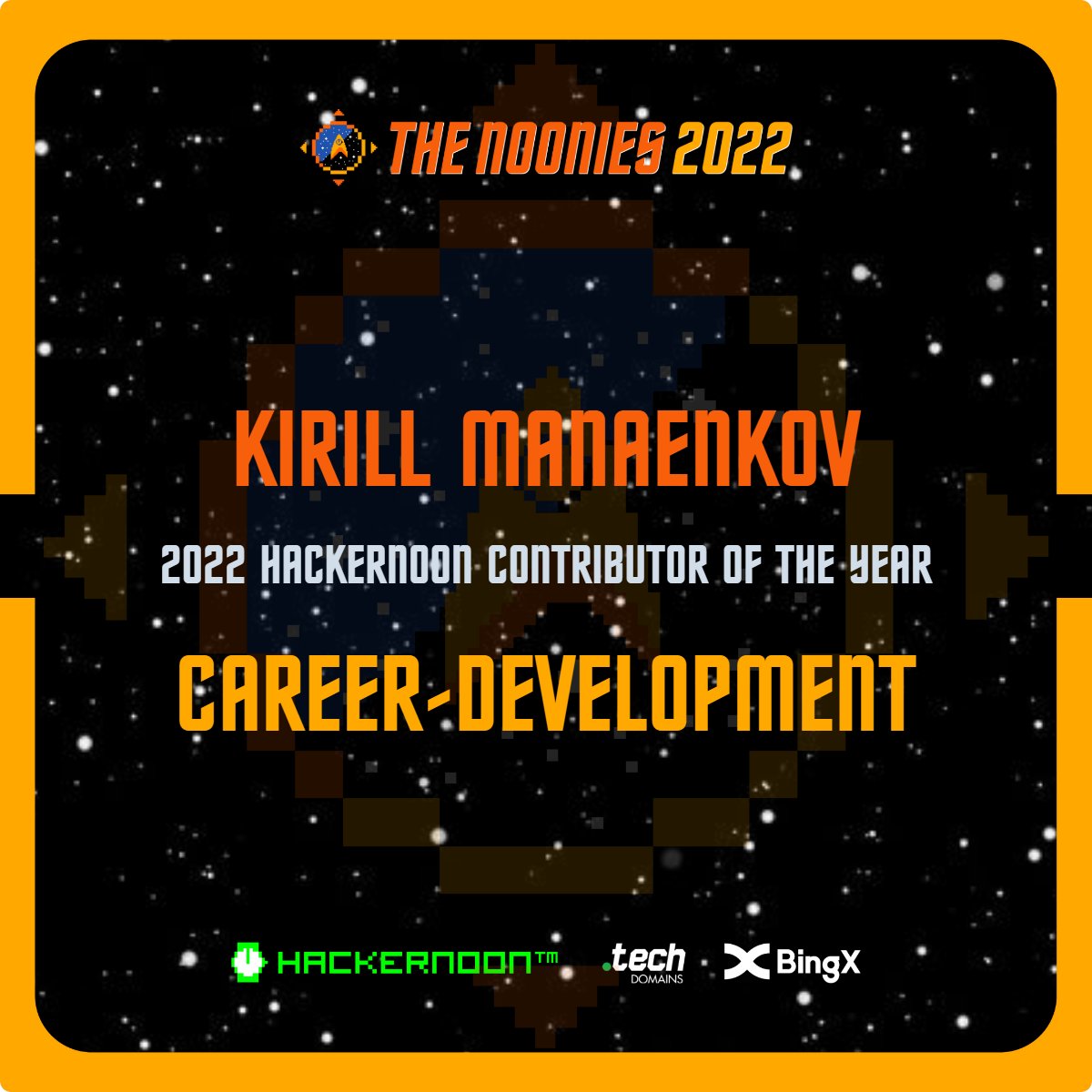 ManaenkovKirill's tweet image. Time to pop the champagne! 🍾🍾🍾
I am officially declared by @hackernoon as a Contributor of the Year 2022 in Career Development.
Thank you for your votes!💥💥💥 
#noonies #noonies2022 #hackernoon