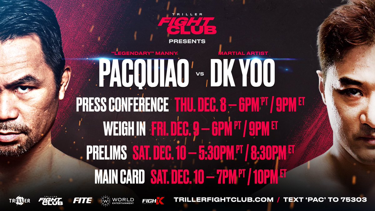 trillerfight's tweet photo. Your #PacquiaoYoo Fight Week schedule! 🗓 

Don’t miss all the fight week events on @fitetv! https://t.co/M56aRrEaHn