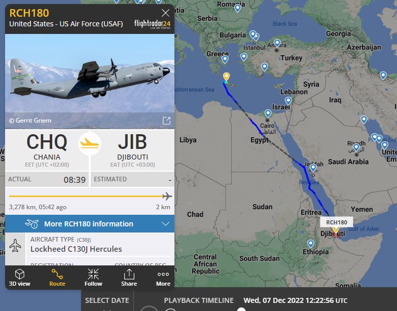 Laurent_Le_Bloa's tweet photo. Two US C-130J #RCH780 & #RCH784 fm #Chania to #Djibouti
USNAVY P8 ORION 16-8551 fm #Bahrein to Djibouti
@RAbdiAnalyst @Abdi678 @G_OnTheGround @ATCprowler @kinjeketile @OAbraar @EastAfricanWild https://t.co/FEX2WouDUP