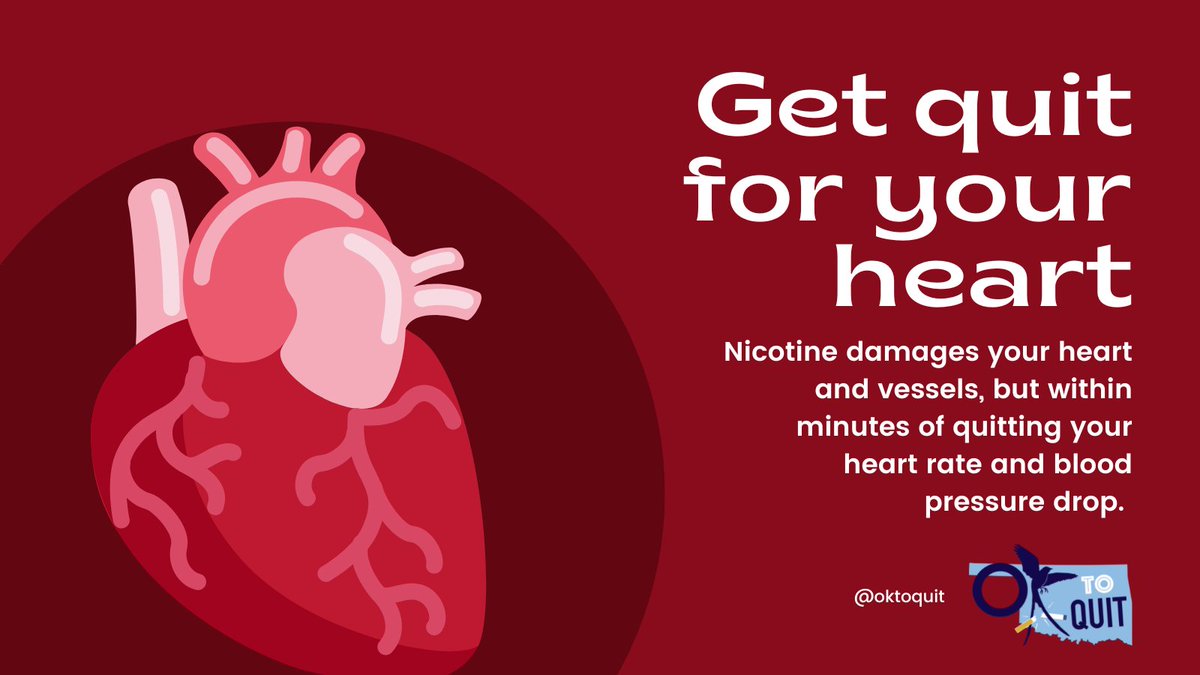 Research shows that nicotine is as addictive as heroin
and cocaine. It isn’t easy to quit, but there is help
available! Talk to your doctor and visit OKtoQuit.com for free resources to help you quit. #oktoquit #addiction #tobacco #oklahoma #oklahomacity #tulsa #Health