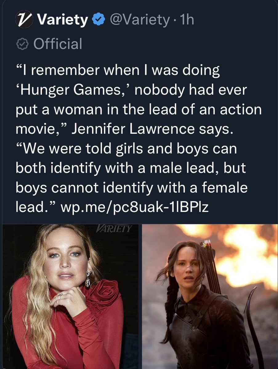 StreamtheVote's tweet photo. Jennifer Lawrence was the first female action star. 

Linda Hamilton
Pam Grier
Michelle Yeoh
Sigourney Weaver
Milla Jovovich
Uma Thurman 
Angelina Jolie
Michelle Rodriguez
Carrie-Anne Moss
Halle Berry

This women owe everything to Jennifer Lawrence’s trailblazing https://t.co/tc2ToKidde