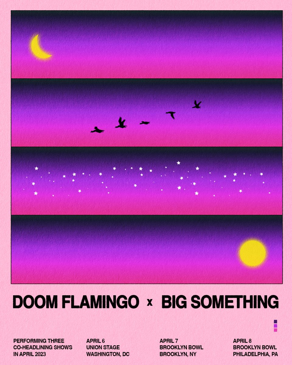 3 Nights with @BigSomething going down in April 2023. Presale is live now using code BIGFLAMINGO at doomflamingo.com