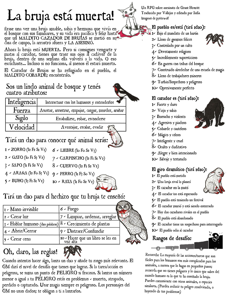 sofimdi's tweet photo. Hey @gshowitt here in Argentina we love your one page rpg games! ♥ So we dared to translate The Witch is Dead into Spanish, hope you like it! https://t.co/pgKRtsba5V