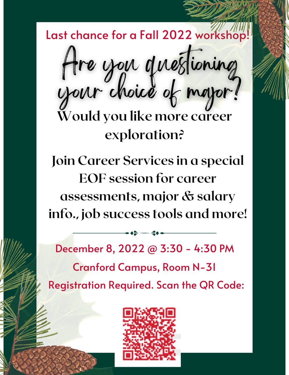UnionCollegeEOF's tweet photo. Join us for our last workshop of the year! 😁 https://t.co/jCGDItxtYy