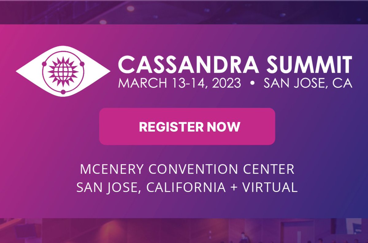 jrdaix's tweet photo. The event you've been waiting for is back -- registration for #CassandraSummit 2023 is now open! 

Make sure to use discount code CS23DS20 to knock 20% off your registration. 

Register here ➡️  https://t.co/lM4YyFczfX

#ApacheCassandra #Developers https://t.co/SmThL4hKwP