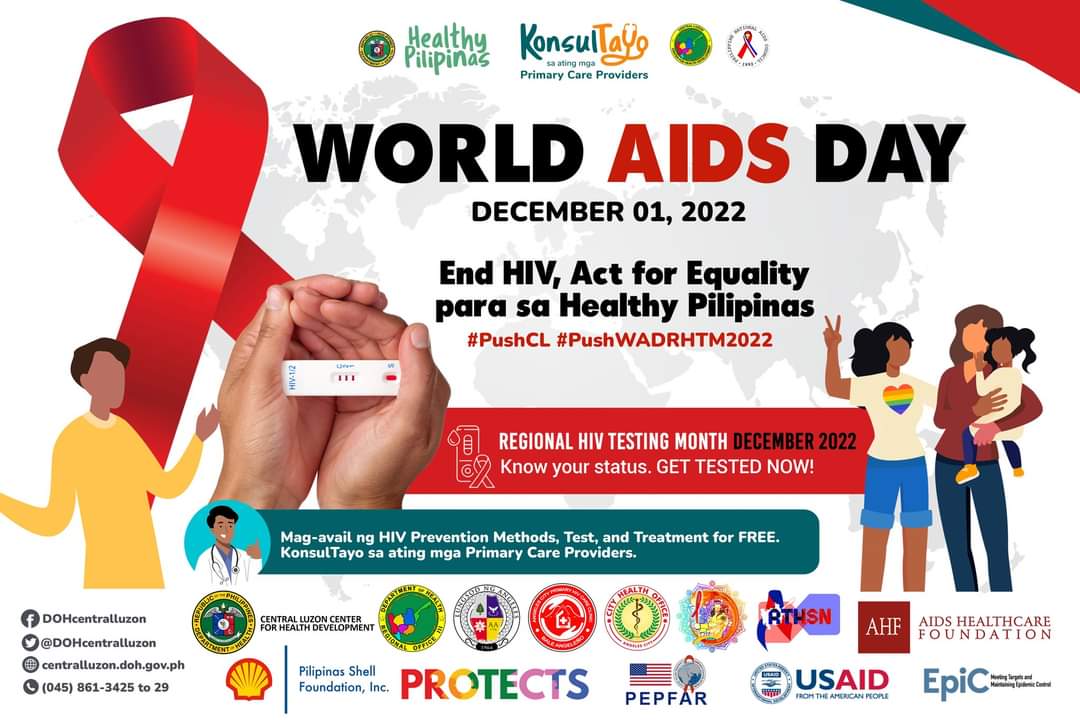 bearangeles's tweet photo. World AIDS Day
End HIV, Act for Equality para sa Healthy Pilipinas
for appointment https://t.co/bB1WwGbGAt
#PushCL #PushWADRHTM2022 #RegionalHIVTestingMonth
#PushAngelesCity
#PushACPHCC #PushBaleAngeleño
#AHF #Epic #Protecs #PSFI #LakanCommunityCenter #RTHSN https://t.co/u5ypGQbZ2w