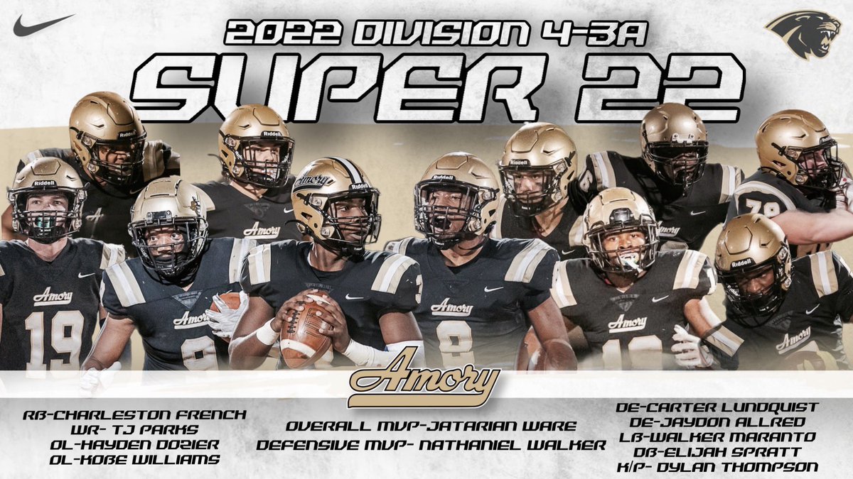 AmoryFB's tweet photo. Congrats to our 2022 Division 4-3A Super 22 &amp; 1st Team Selections 🦾🦾 https://t.co/xDUvZeVCOz