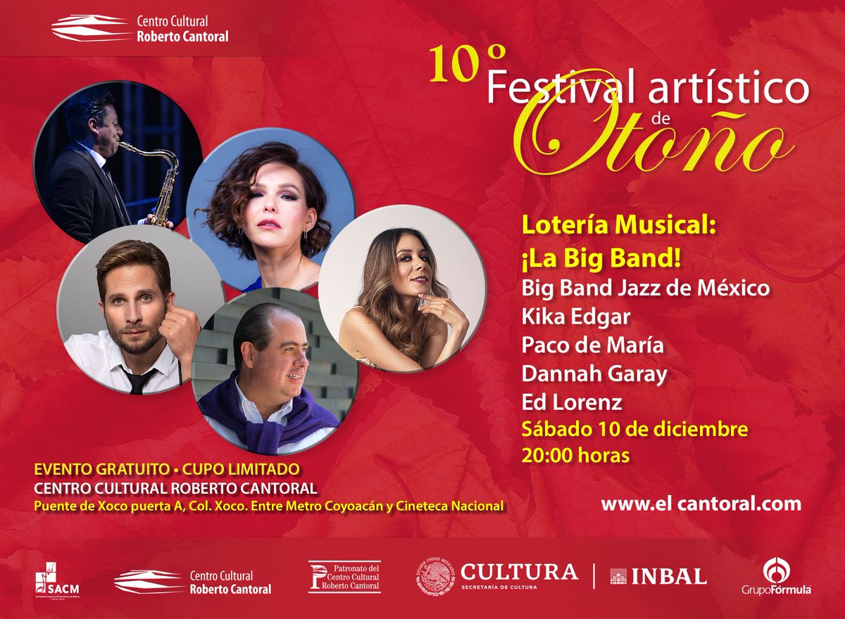 No te pierdas el cierre del 10.° FAO: Lotería Musical

Con la <a href="/BigBandJazzMx/">Big Band Jazz de México</a> este concierto revisitará la historia y la riqueza de este género con grandes intérpretes como <a href="/KikaEdgar/">Kika Edgar</a>, <a href="/pacodemaria/">Paco de María</a>, <a href="/dannahgarayjazz/">Dannah Garay</a> y <a href="/EdLorenz/">Ed Lorenz</a>

Ingreso a partir de 90 minutos antes del concierto