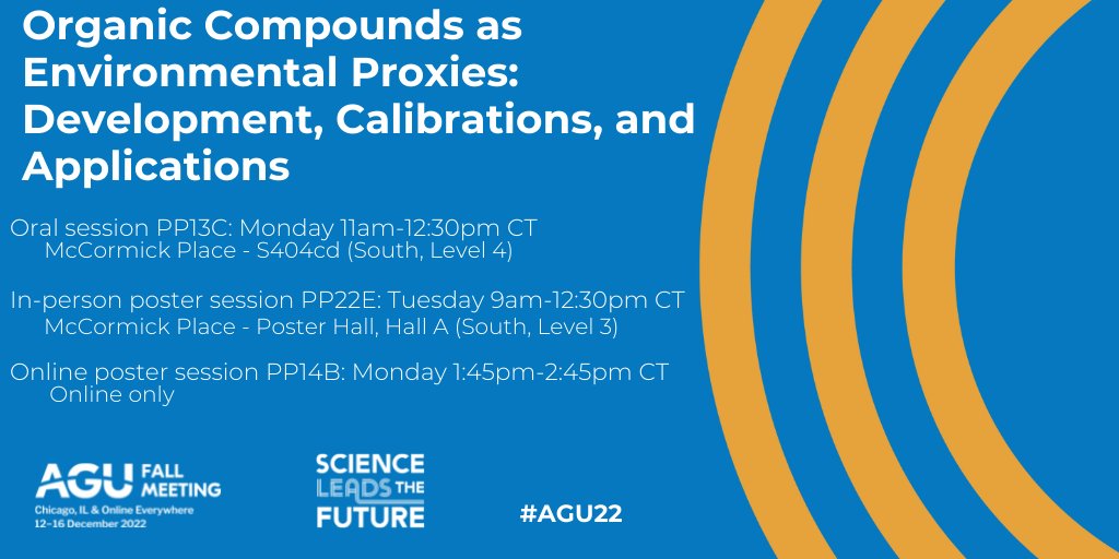 Join our Organic Biomarker Session next Monday and Tuesday in Chicago (or online) and learn about new proxy calibrations, paleoclimate and paleoenvironment reconstructions and new organic biomarker approaches ↘️
#AGU22