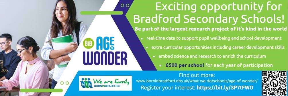 Born in Bradford is one of the most innovative research projects in the world and has been working in Bradford for 15 years. Their new study, BiB: Age of Wonder will follow the lives of Bradford teenagers over the next 6 years as they grow into adults. bso.bradford.gov.uk/news/21543-bib…