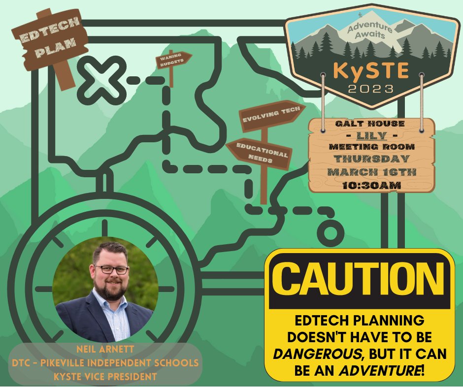neil_arnett's tweet photo. Excited & always honored to be speaking @kystetech #KySTE23 is March 15-17 in Louisville KY. #EDTech leaders would love to see you 3/16 10AM in Lily as we discuss the 'Adventures in EDTech Planning' KySTE is always the most impactful 3 days of learning, PACKED w/info! #KYTechchat https://t.co/qG5J4ot1TO