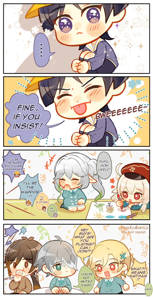 Teyvat's nursery school pt. 2

#GenshinImpact #原神 #Scaramouche #Wanderer  #Alhaitham #Childe #Zhongli 