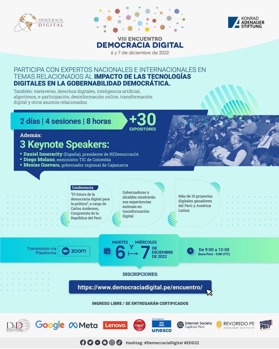 ddintorg's tweet photo. 📌 Con las palabras de agradecimiento de nuestra directora @elaforde y con la gran experiencia que ha significado este evento, nos despedimos de ustedes, esperando verlos en una próxima oportunidad. Gracias por seguirnos
@Demodig @ddintorg @elaforde
#EDD22 #DemocraciaDigital https://t.co/KtIfAEF1Sn
