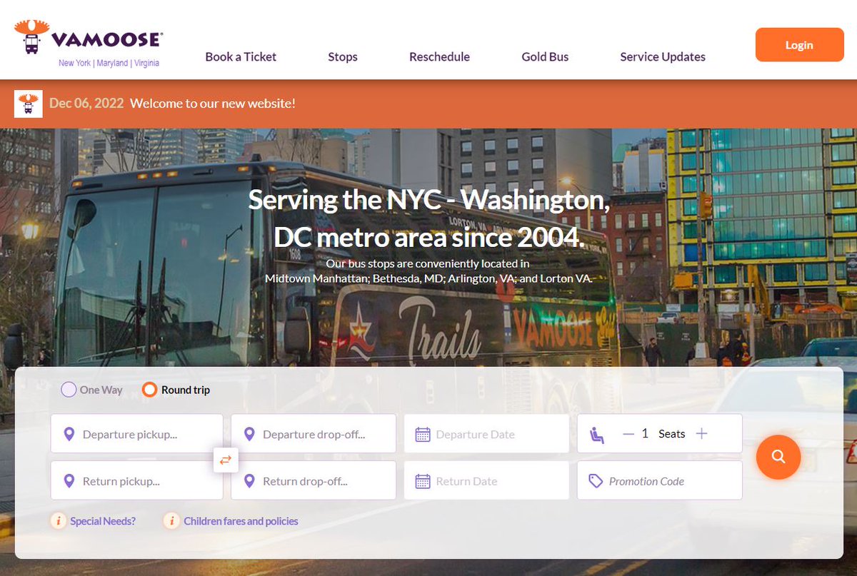 The Vamoose Bus website has a fresh new look!

vamoosebus.com