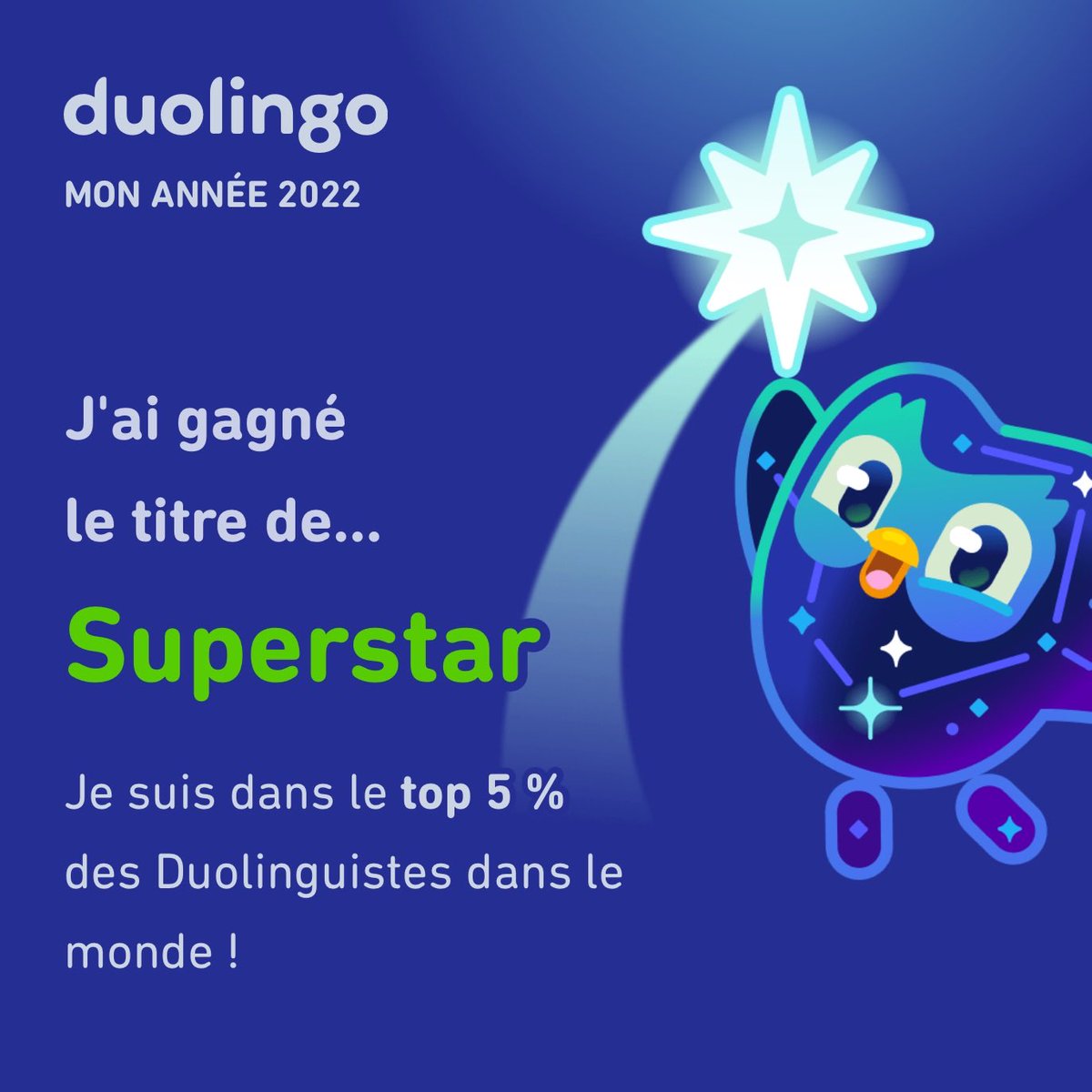 J'ai gagné le titre de Superstar ! Et toi ? #Duolingo365
