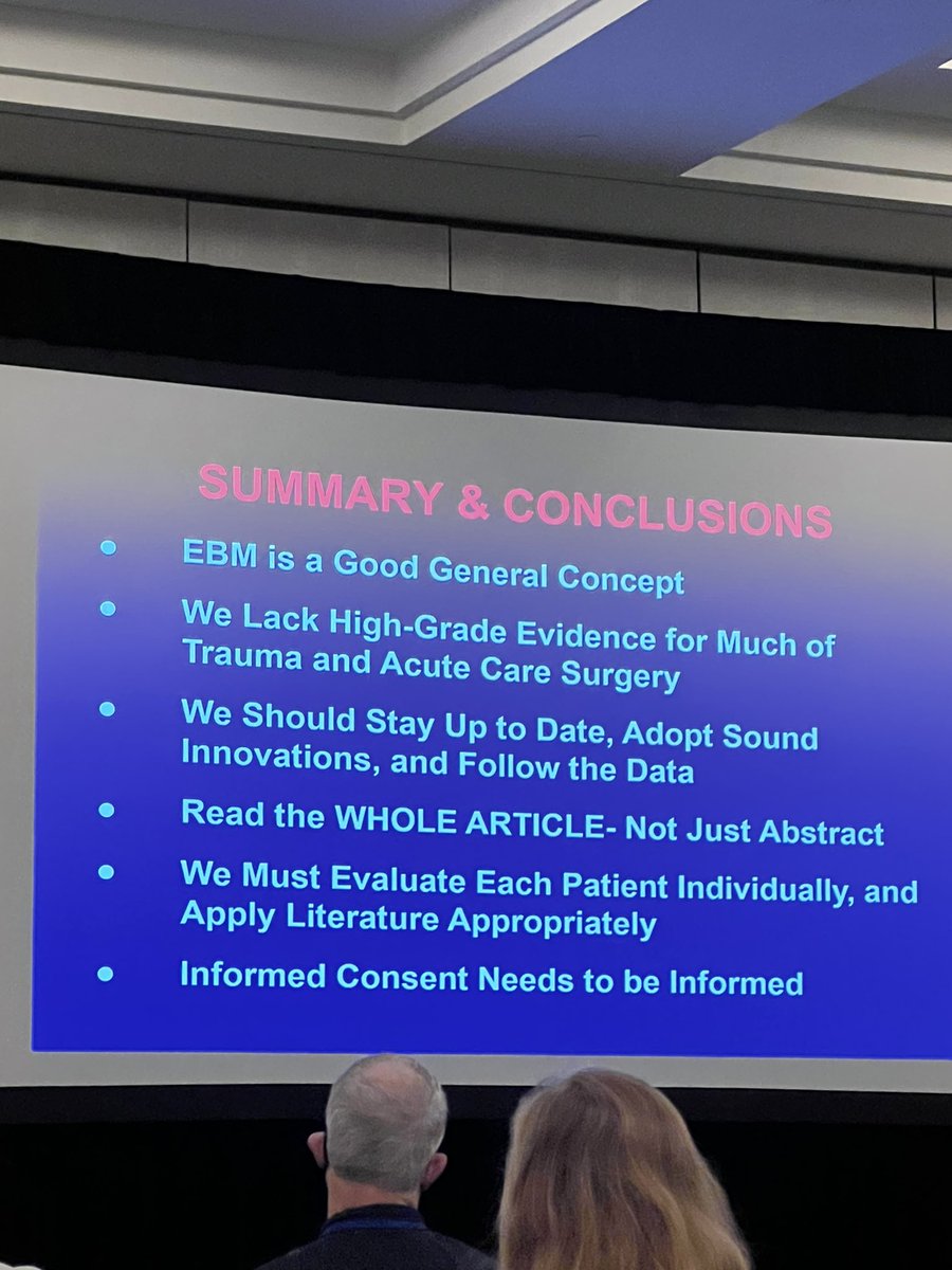 benabo's tweet photo. Thanks Dr Biffl! SUMMARY
EBM is Good General Concept
We Lack High-Grade Evidence for Much of Trauma &amp; ACS
Should Stay UTDAdopt Sound Innovations, &amp; Follow the Data
Read WHOLE ARTICLE. Must Evaluate Each Patient Individually, &amp; Apply Lit Approp Informed Consent needs 2b informed https://t.co/7RuvGsaeRn