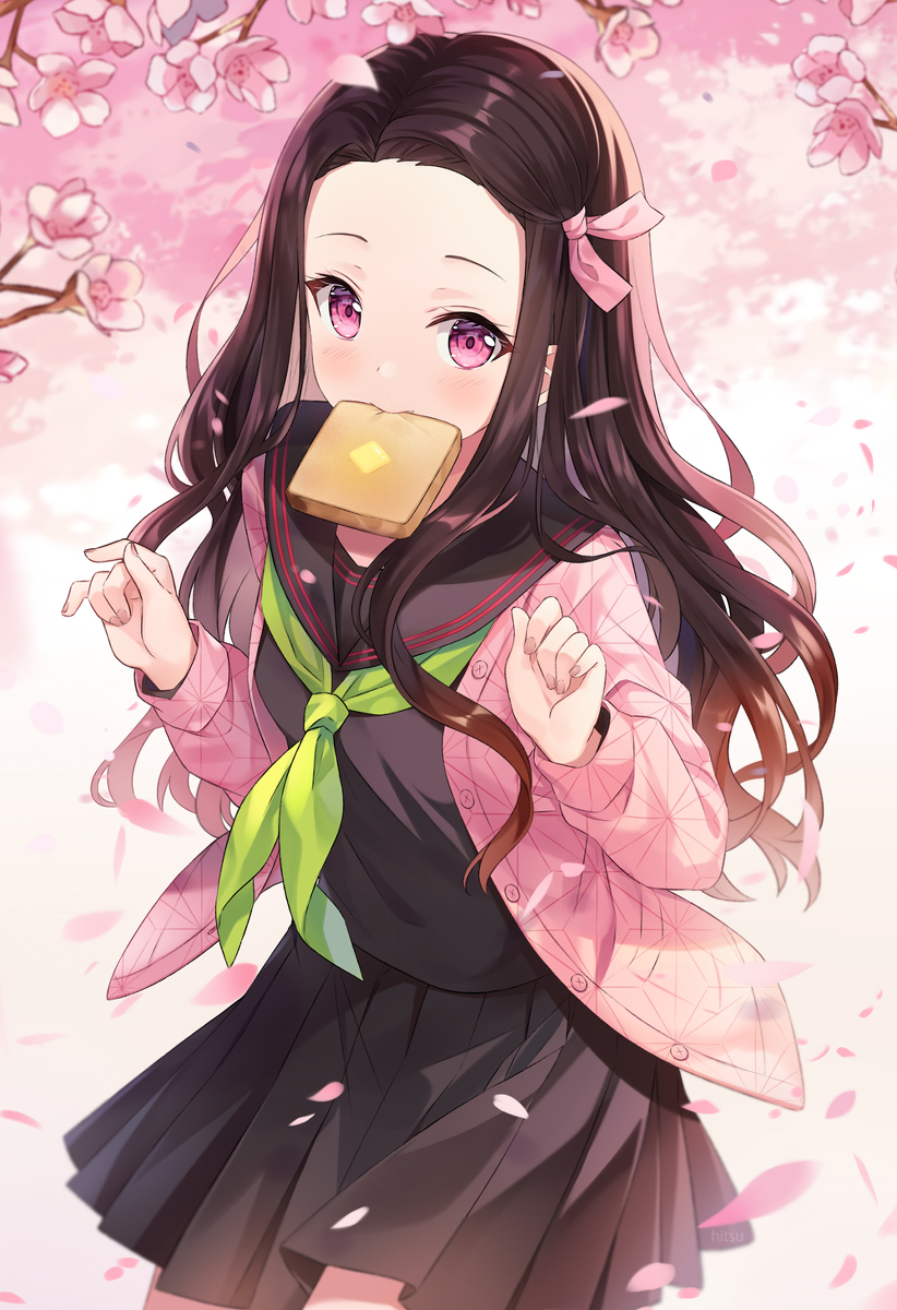 Schoolgirl Nezuko {Source: Demon Slayer - Episode 17 (post credit