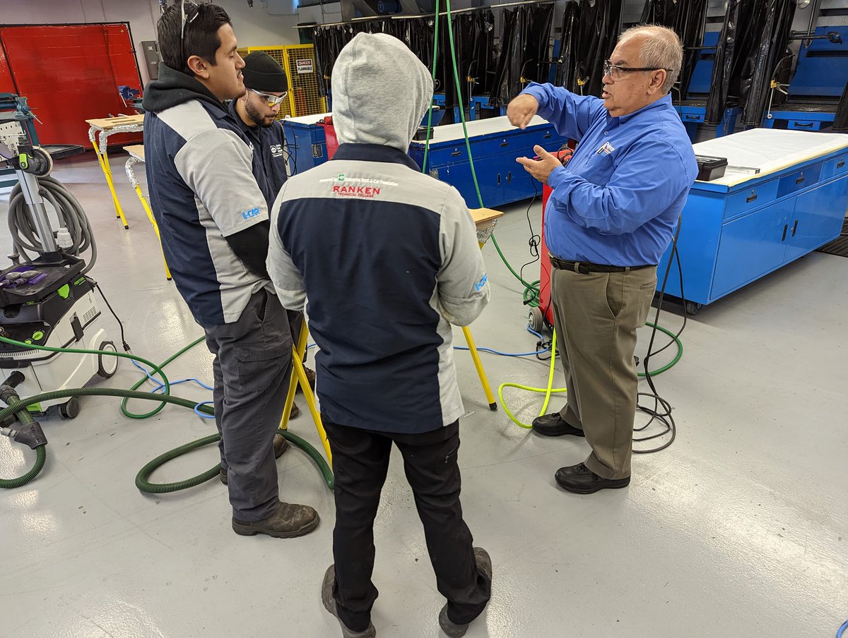 Polyvance's tweet photo. Yesterday was day 1 at Contra Costa College in CA. Kurt &amp; Jose are teaching the advanced PR-02 plastic repair course to five students in the Collision Engineering program. The first day went well, with everyone getting their hands on six essential plastic repair techniques. https://t.co/LMpFqFklRn