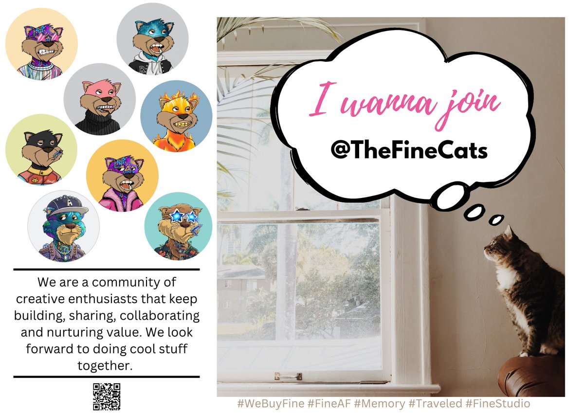 _SvenOve's tweet photo. I wanna join @TheFineCats because they are #FineAF and do some cool creative stuff. Travel and stake your cats. See the collab with @SenseiLabsNFT unfold. And more to come.
#WeBuyFine #Memory #Traveled #FineStudio https://t.co/UxxV7kkpTQ