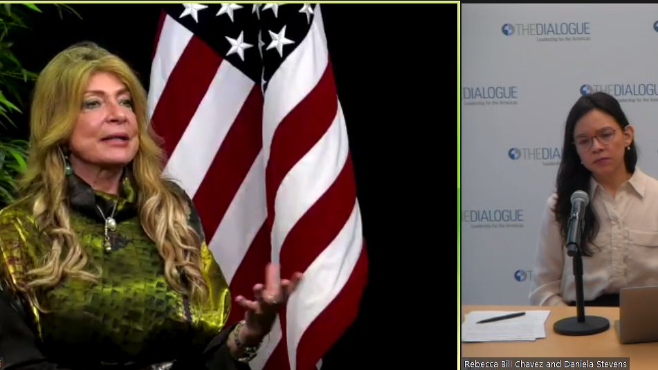 EmbajadaEcuUSA's tweet photo. During the  #AmbassadorDialogues Amb. @ivonnebaki emphasized that all issues are linked: environment, security, economy, that is why "we need to work together"🇪🇨🤝🌎@The_Dialogue @ComunicacionEc https://t.co/LNt14mftiF
