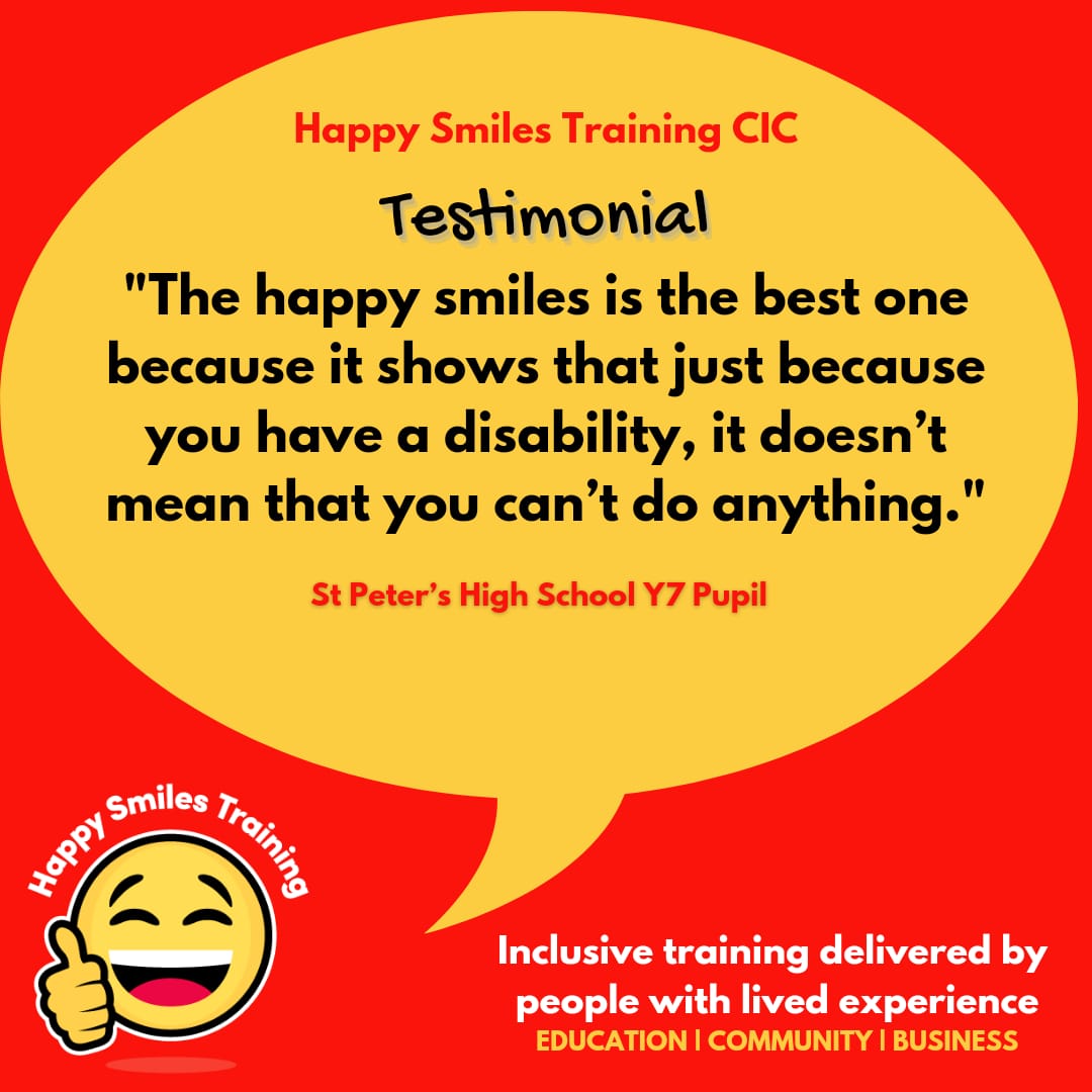 happysmilescic's tweet photo. 🤩 How about this feedback from Y7 pupils at @StPetersOrrell, who recently heard from our team during their #Careers Day, on what it means to be #Disabled entrepreneurs! 

👏 Looking forward to see you all again @SPHS_Futures! 

#DisabilityHistoryMonth https://t.co/BjoOIt5Y2O