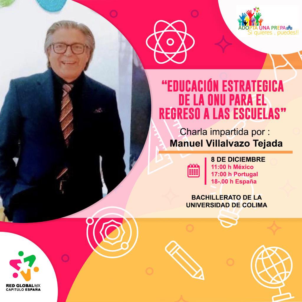 🅰️🅳🅾️🅿️🆃🅰️ 🆄🅽🅰️ 🅿️🆁🅴🅿️🅰️
#Presenta 

Educación estratégica de la ONU para el regreso a las escuelas, respuesta poscovid-19 . 

🔴 Imparte:<a href="/ManuelRedglobal/">Manuel Villalvazo Dr.med Redglobal Mex Portugal</a> de <a href="/RGMXPortugal/">Red Global MX - Capítulo Portugal</a> 

🟡 Clase especial para los alumnos de los  Bachilleratos de <a href="/udec_oficial/">Universidad de Colima</a>