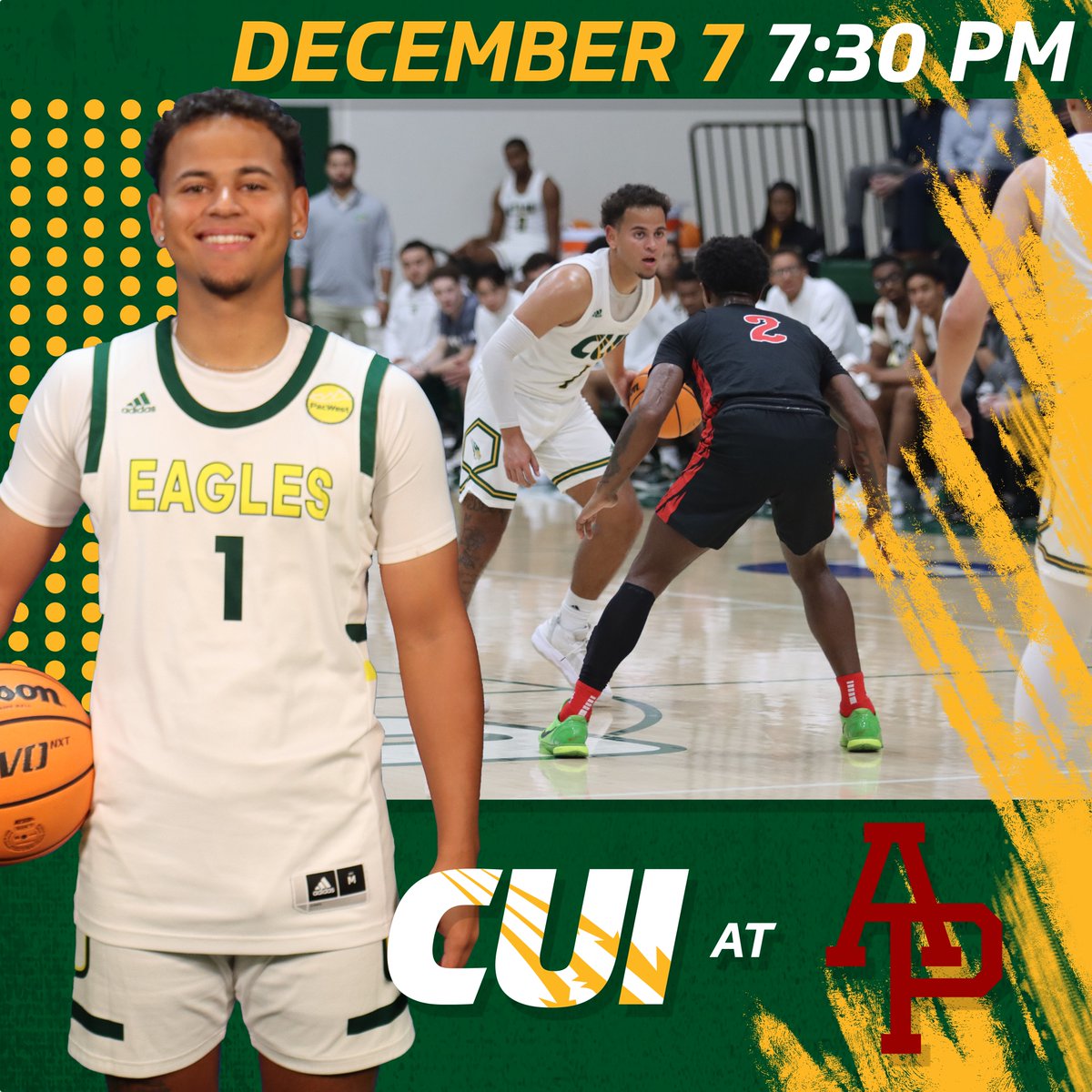 CUI Athletics (@cuigoldeneagles) on Twitter photo Fresh off a big win over No. 21 ART U, <a href="/cuimbasketball/">CUI Men’s Basketball</a> visits <a href="/ThePacWest/">PacWest Conference</a> preseason favorites in Azusa!
🆚: at <a href="/APUCougars/">APUCougars</a>
📺: bit.ly/3TysLTg
📊: bit.ly/3E7PWxR
🎟️: aputickets.universitytickets.com Fresh off a big win over No. 21 ART U, <a href="/cuimbasketball/">CUI Men’s Basketball</a> visits <a href="/ThePacWest/">PacWest Conference</a> preseason favorites in Azusa!
🆚: at <a href="/APUCougars/">APUCougars</a>
📺: bit.ly/3TysLTg
📊: bit.ly/3E7PWxR
🎟️: aputickets.universitytickets.com