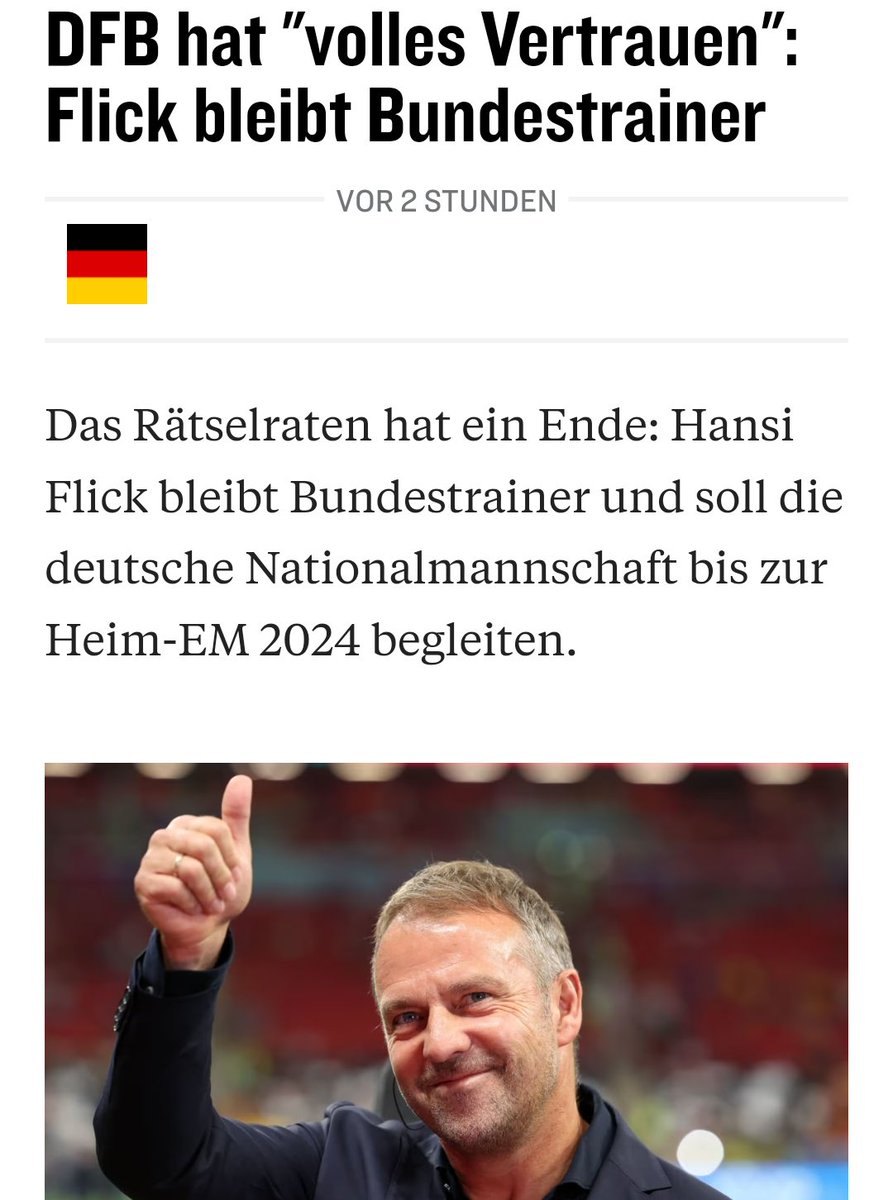 Und da wundert man sich warum die Lust auf die Nationalmannschaft stetig abnimmt 😩 und wieder einmal zeigt der DFB dass er aus lauter Vollidioten besteht. An einem Trainer festzuhalten dem das Leistungsprinzip auf gut Deutsch gesagt am Arsch vorbeigeht !? 😒 #Flick #ScheissDFB