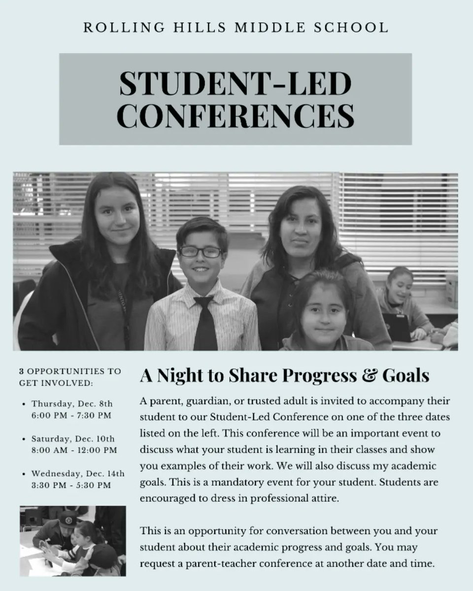 RhmsBobcats's tweet photo. Our student-led conferences are back in person, and we couldn't be more excited! We hope to see you here tomorrow evening. @RhmsBobcats @mlrod32 @PajaroValleyUSD https://t.co/BzlqTRpAnq