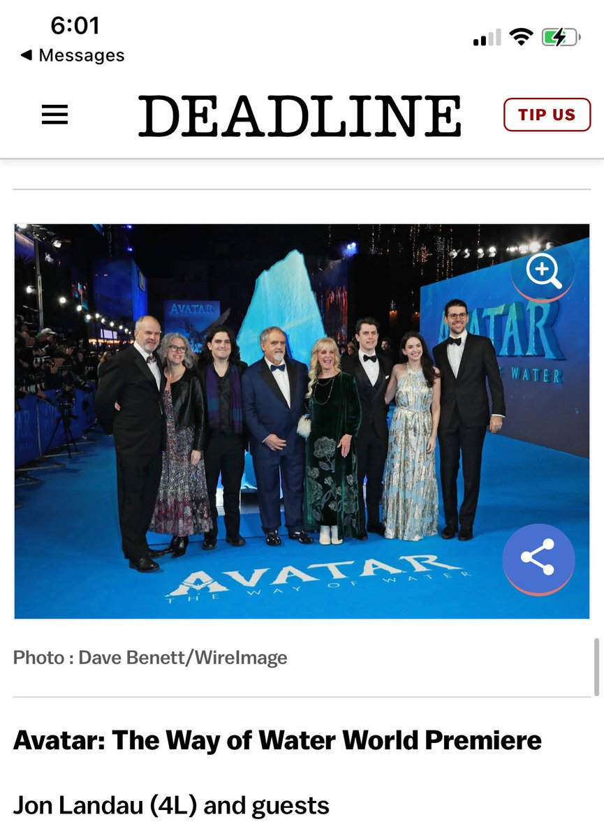 Great to share the world premiere of #AvatarTheWayOfWater with my family