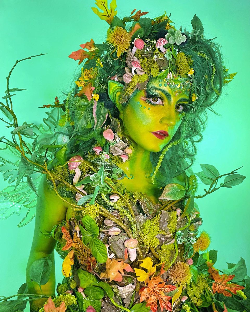 seraselkie's tweet photo. Final reveal of my Fall fairy!! The perfect way to say goodbye to the fall before entering the Christmas season! πππβ¨#cosplay #mua #makeupartist #fallfairy #fairycostume #fairyaesthetic #ethereal #fantasymakeup #bodypaint #sfxmakeup #fxmakeup #greenvibes #autumn #autumnfairy https://t.co/QYXubZuH7R