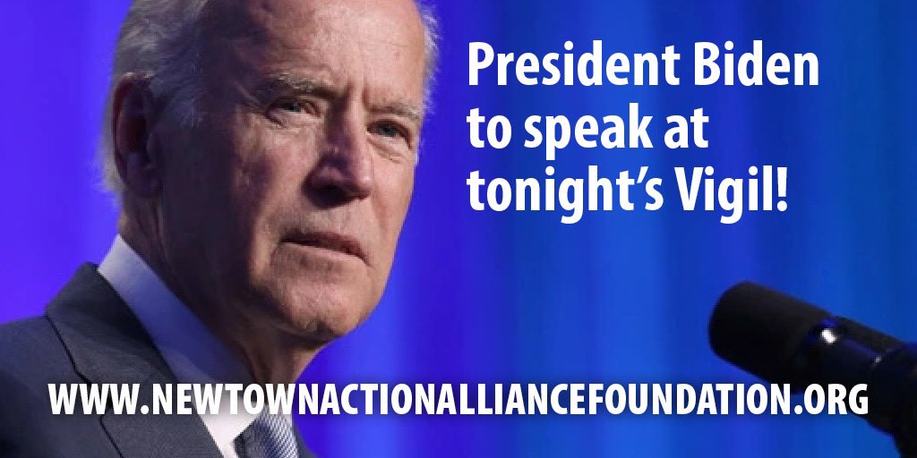 NewtownAction's tweet photo. We are thrilled that @POTUS will be joining us at the 10th Annual National Vigil For All Victims of Gun Violence tonight. 

The vigil will be livestreamed on our Facebook page. Watch here: https://t.co/WdToRZF4d0 https://t.co/QzzUJtFwVC