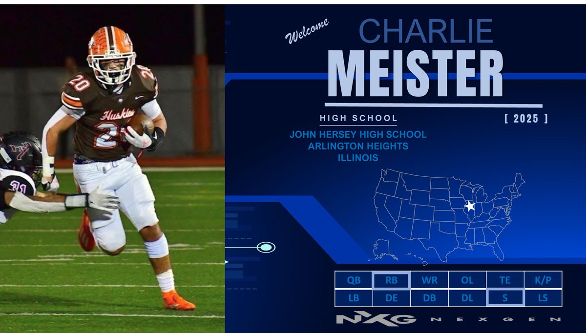 nexgenscouting's tweet photo. NXG is pleased to welcome 2025 RB/S Charlie Meister @CharlieMeiste15 Hersey HS (Arlington Heights-Illinois) https://t.co/cvGxHLTXaX