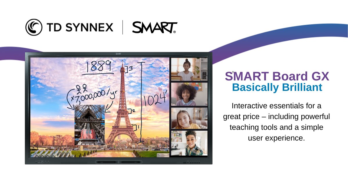 Connect your classrooms and engage more students with the SMART Board® GX. This #interactivedisplay provides the basics for getting started with interactivity, at an affordable price. 

Learn More bit.ly/3FfUmFj