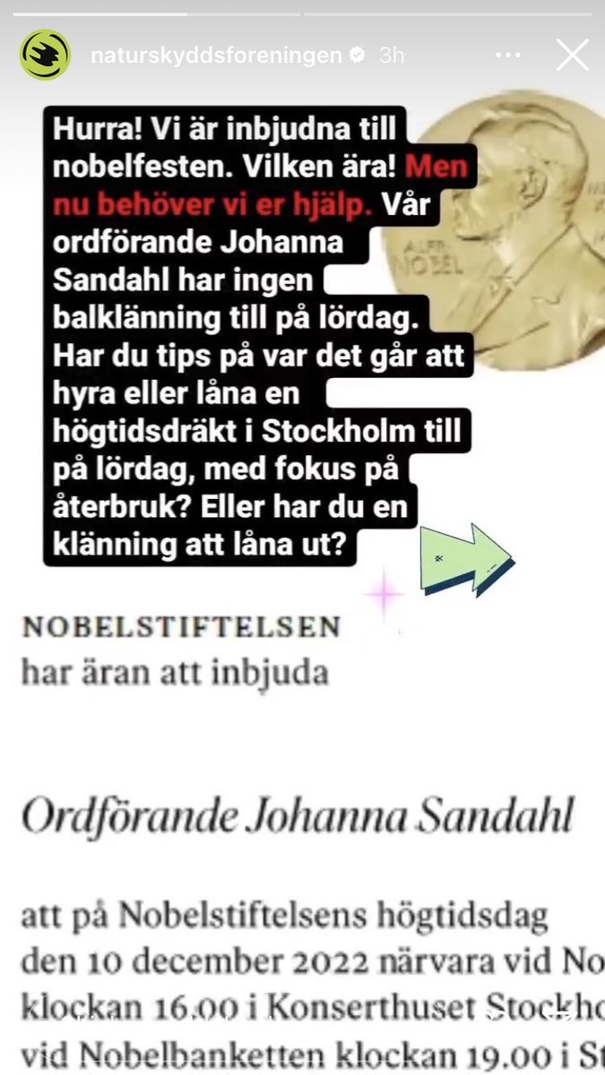 Behöver du också något till Nobelfesten? Med lite tur hittar <a href="/JoSandahl/">Johanna Sandahl</a> och ni andra klänningen på vår klädbytardag. Musik av <a href="/fembarnsfarsan/">Stefan Jämtbäck</a>, gratis fika och en viktig insats för miljön 💚m.facebook.com/events/1174675…