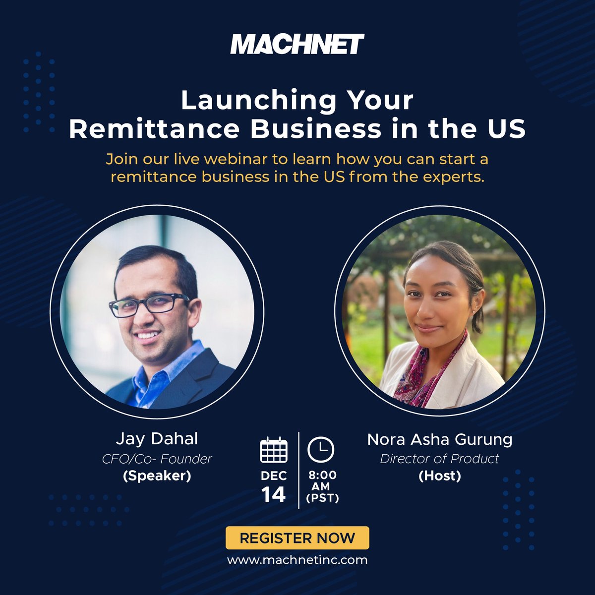 JayDahal's tweet photo. 7 Days away from the much-awaited #Machnet Webinar! See you on December 14th at 8:00 AM PST. We're opening this webinar to all, so tag your friends and register here: https://t.co/wwTUjhdDDs 👏
#Fintech #Finance #Webinar #JayDahal https://t.co/QKUvV8RvtE