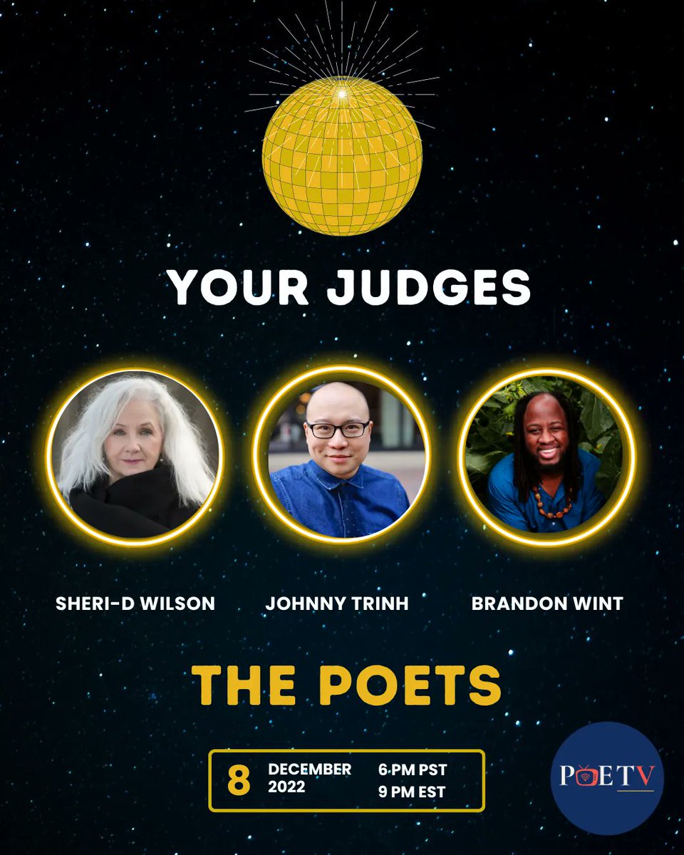 PoetryLabNews's tweet photo. Presenting your judges for tomorrow night's audition round for ✨THE POETS✨ 
Our judges will be discussing and voting LIVE on which poets move to our live performance final stage on Dec 30. Link to watch on #PoeTV in our bio. 

#THEPOETS #spokenwordpoetry https://t.co/9E1JeGHAZI